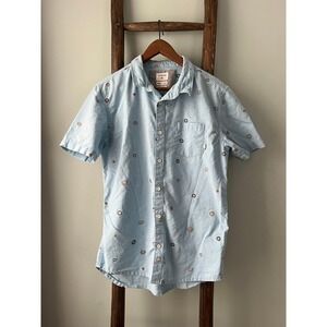 Quiksilver Button Down Shirt Floral Print Short Sleeve Casual S